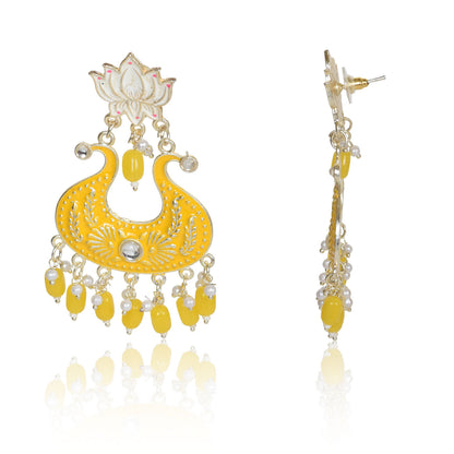 Handmade Ethnic Designer Yellow Floral Jhumka for Women & Girl Jhumki Earring