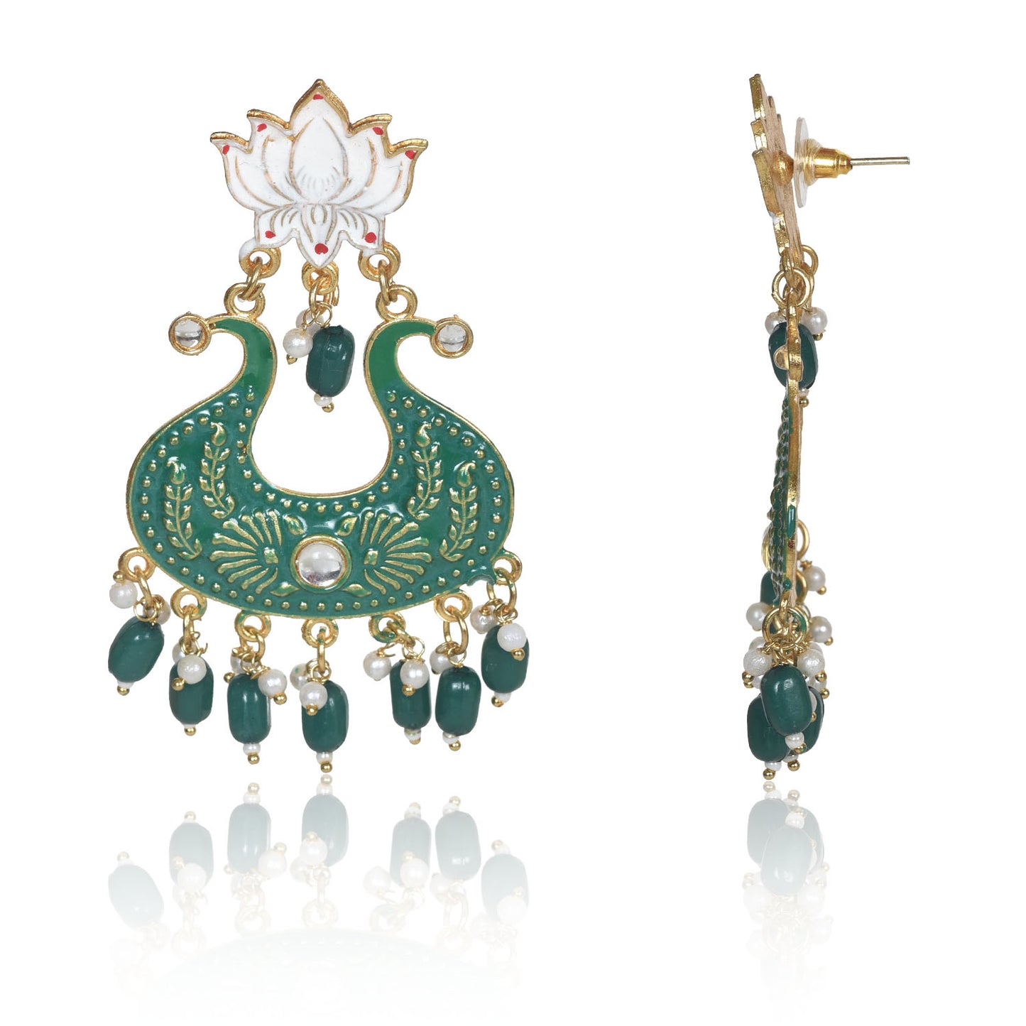 Handmade Ethnic Designer Green Floral Jhumka for Women & Girls Jhumki Earring