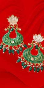 Handmade Ethnic Designer Green Floral Jhumka for Women & Girls Jhumki Earring