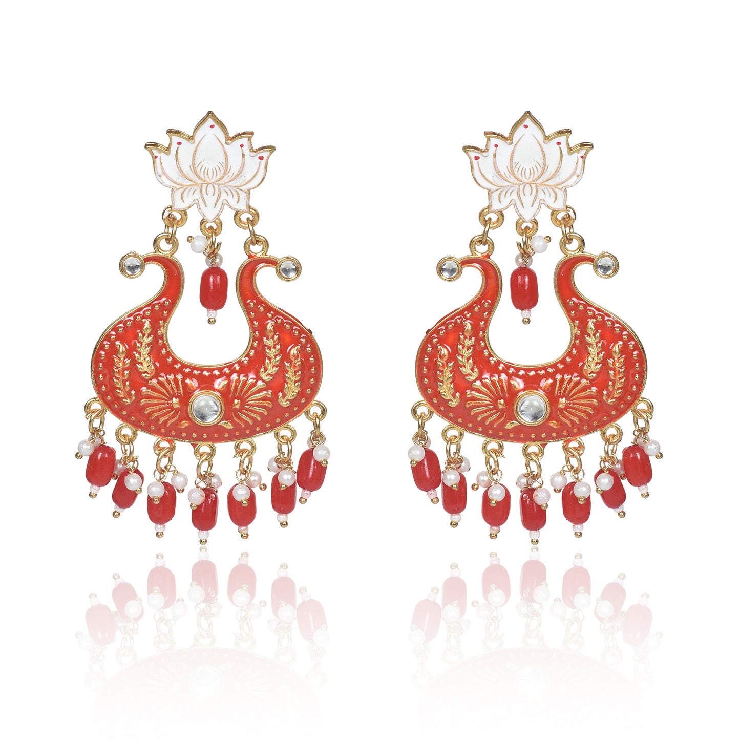 Nilu's Collection Handmade Ethnic Designer Red Floral Jhumka for Women & Girls Jhumki Earring