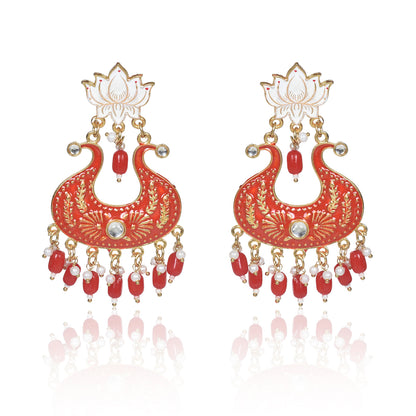 Nilu's Collection Handmade Ethnic Designer Red Floral Jhumka for Women & Girls Jhumki Earring