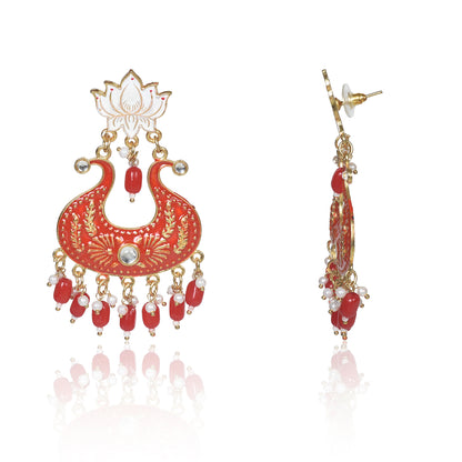 Nilu's Collection Handmade Ethnic Designer Red Floral Jhumka for Women & Girls Jhumki Earring