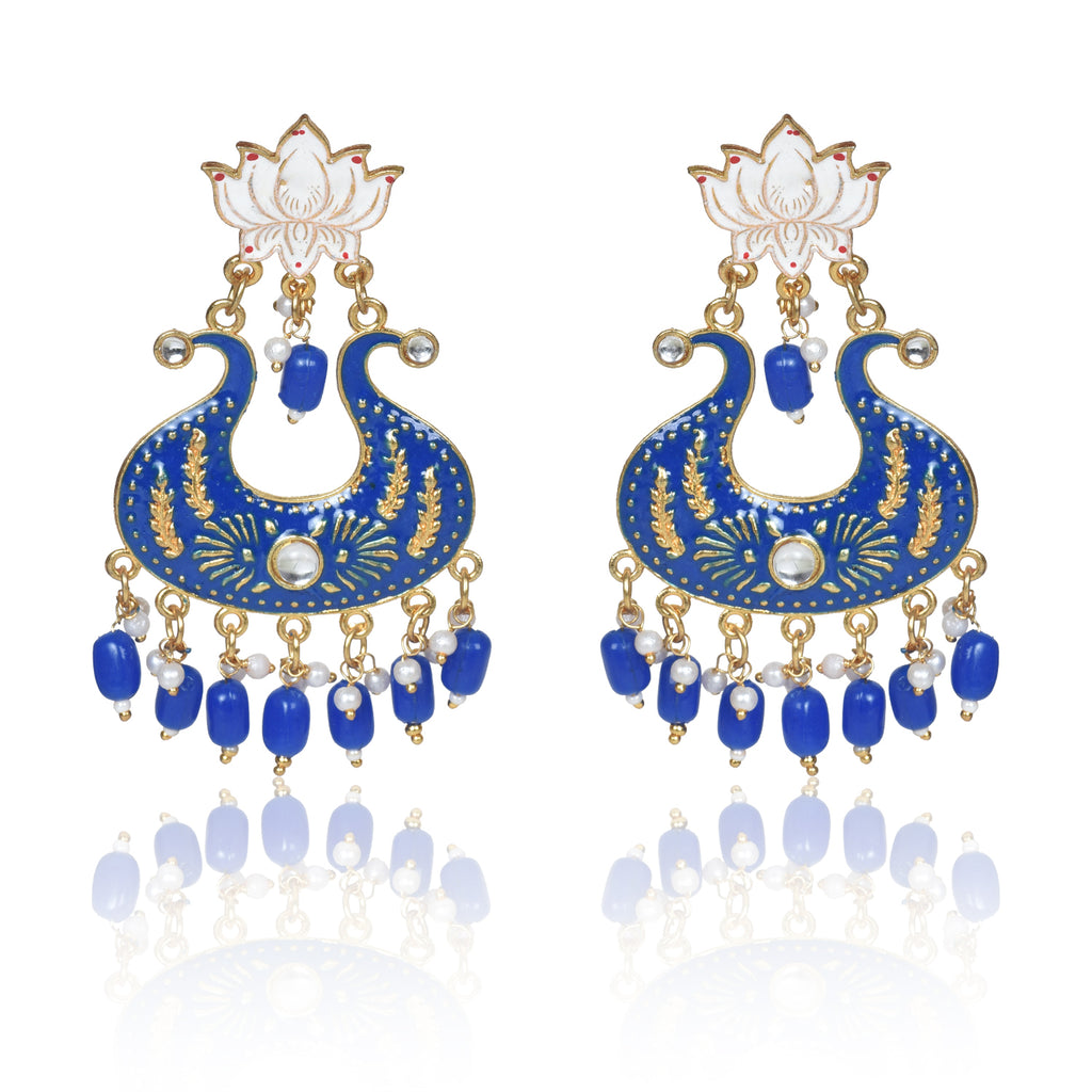 Nilu's Collection Handmade Ethnic Designer Blue Floral Jhumka for Women & Girls Jhumki Earring