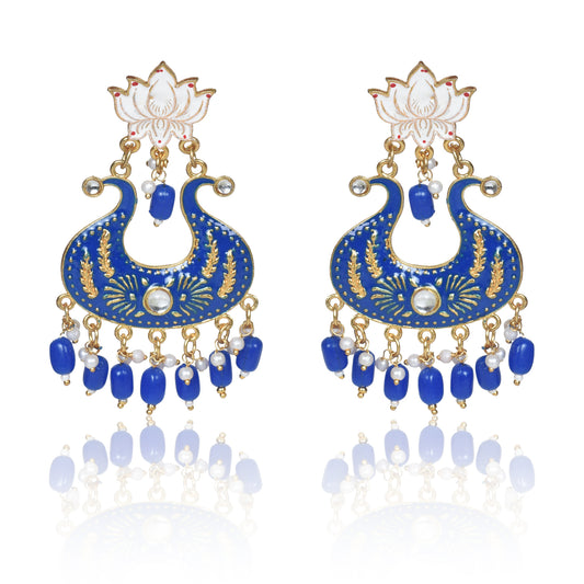 Nilu's Collection Handmade Ethnic Designer Blue Floral Jhumka for Women & Girls Jhumki Earring