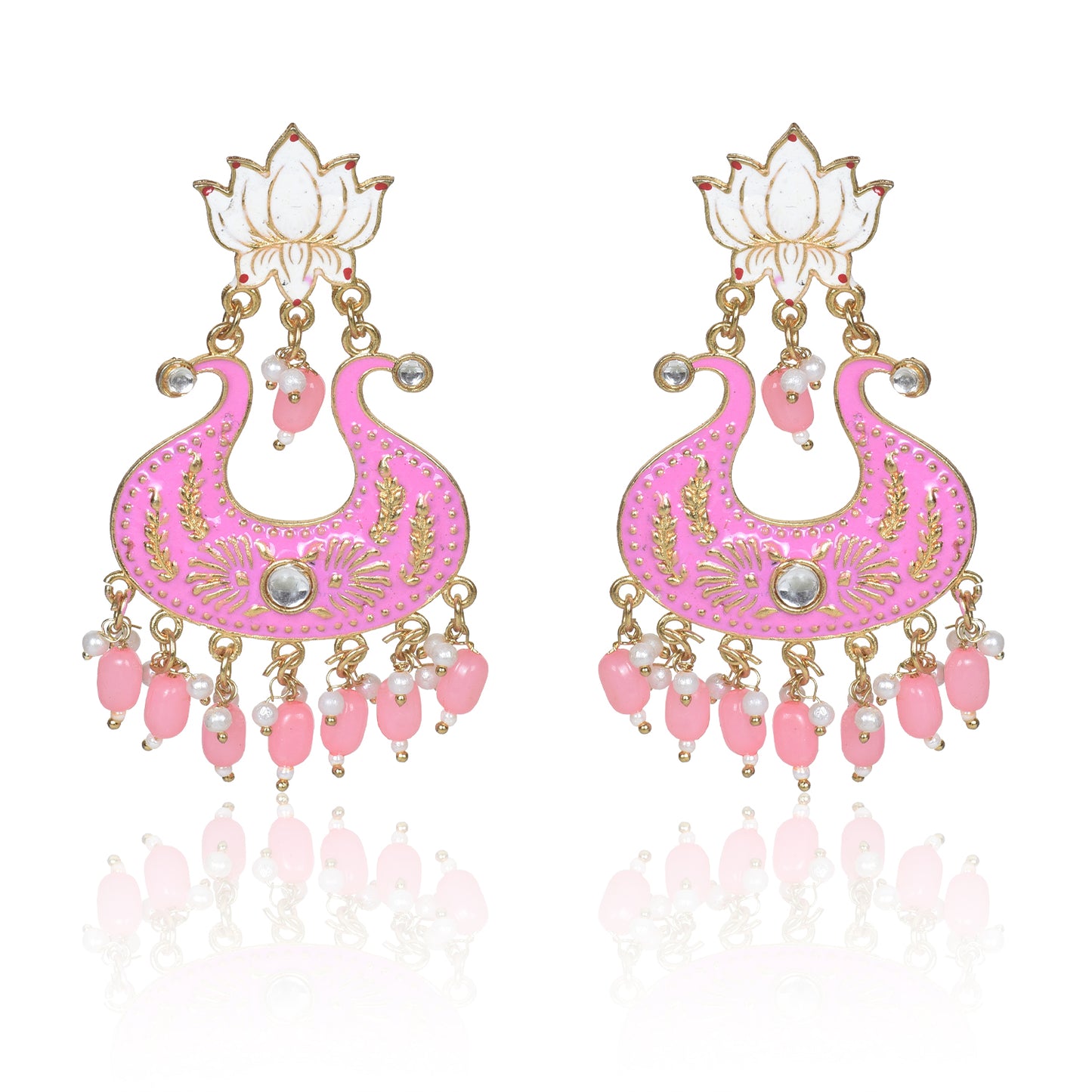 Handmade Ethnic Designer Pink Floral Jhumka for Women & Girls Jhumki Earring