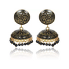 Ethnic Gold Plated Handmade Brass Jhumki/ Jhumka Earrings for Women & Girls (Black)