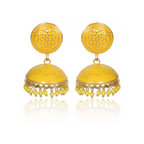Ethnic Gold Plated Handmade Brass Jhumki/ Jhumka Earrings for Women & Girls (Yellow)