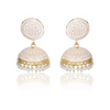 Ethnic Gold Plated Handmade Brass Jhumki/ Jhumka Earrings for Women & Girls (White)
