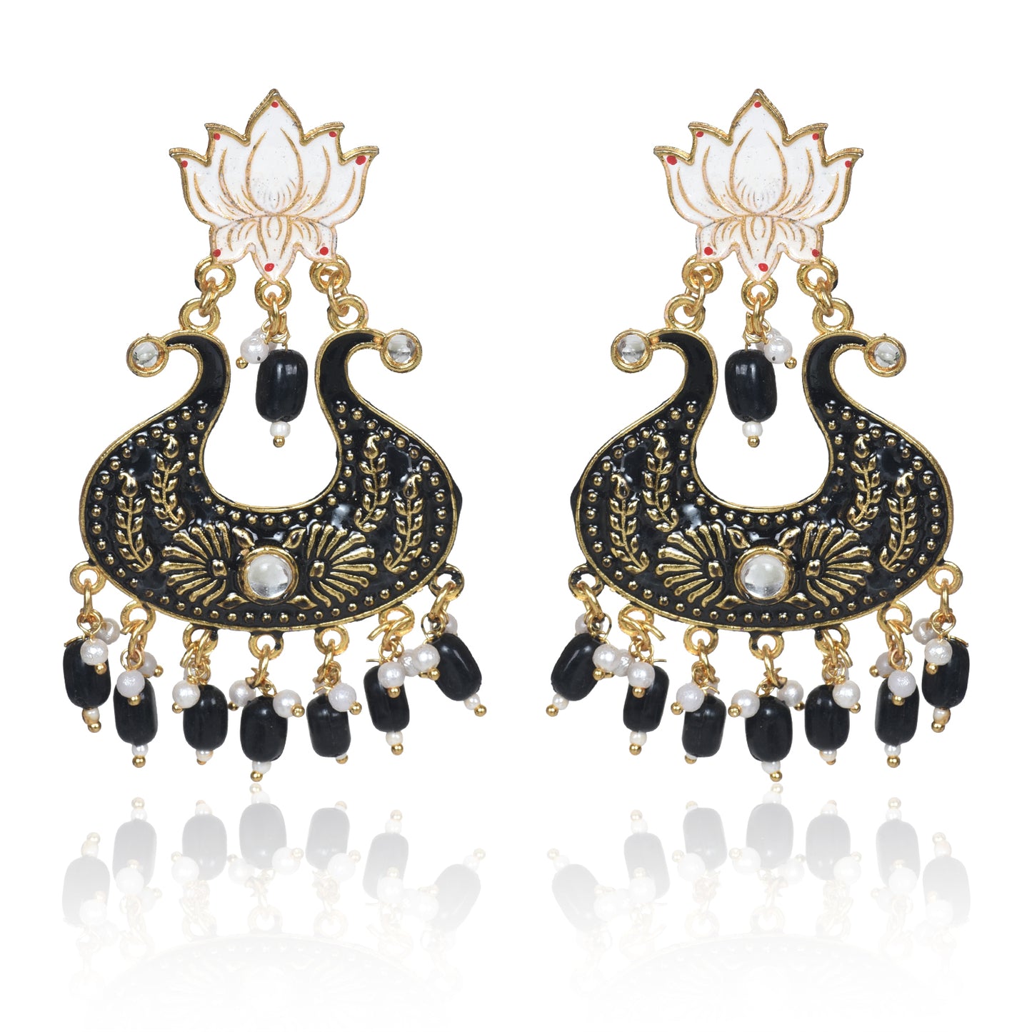 Handmade Ethnic Designer Black Floral Jhumka for Women & Girls Jhumki Earring