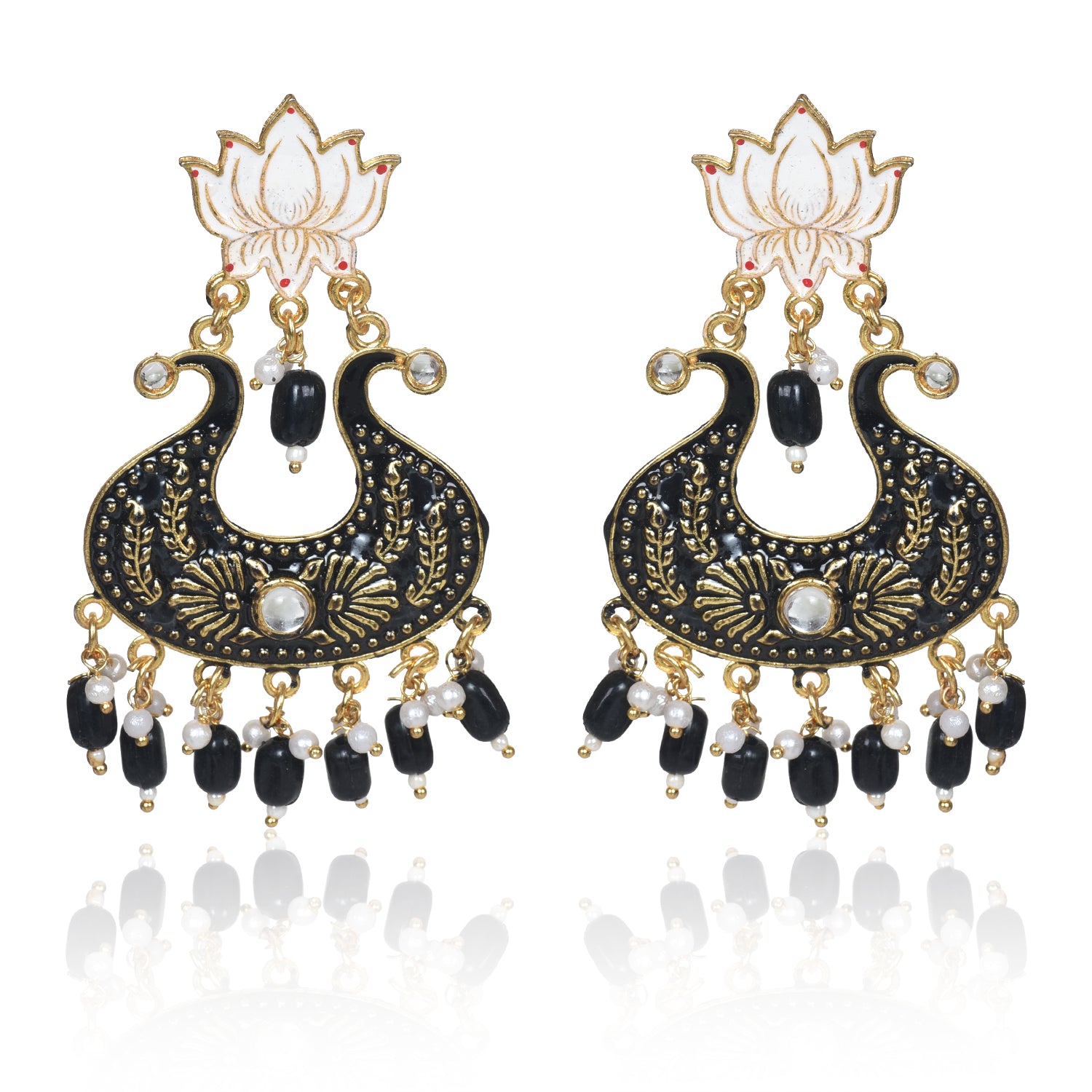 Handmade Ethnic Designer Black Floral Jhumka for Women & Girls Jhumki Earring