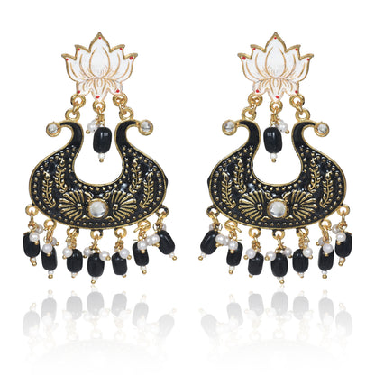 Handmade Ethnic Designer Black Floral Jhumka for Women & Girls Jhumki Earring