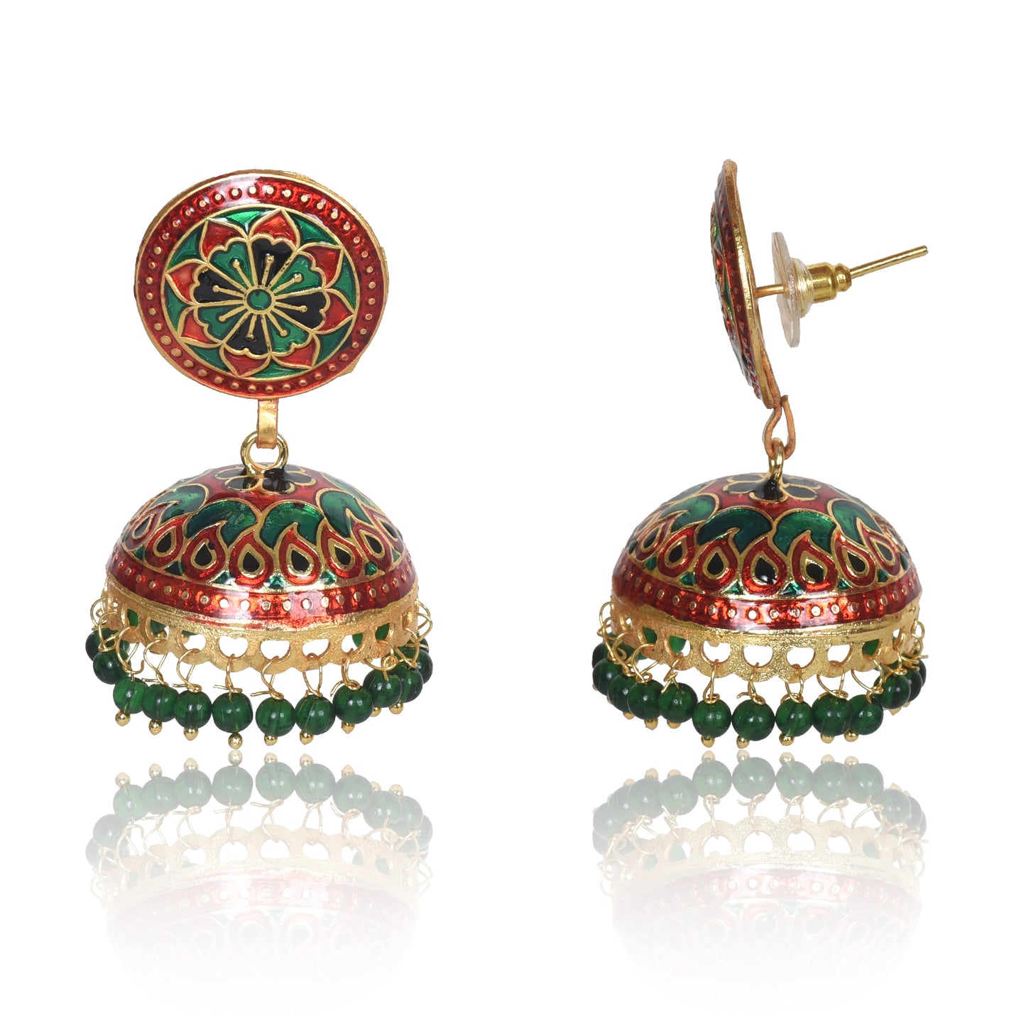 Nilu's Collection Meenakari Dome Shape Multicolour Lightweight Brass Jhumka for Women & Girls