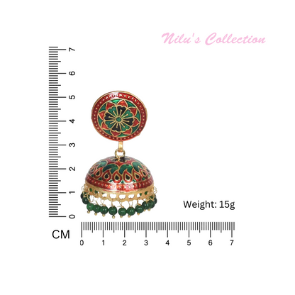 Nilu's Collection Meenakari Dome Shape Multicolour Lightweight Brass Jhumka for Women & Girls