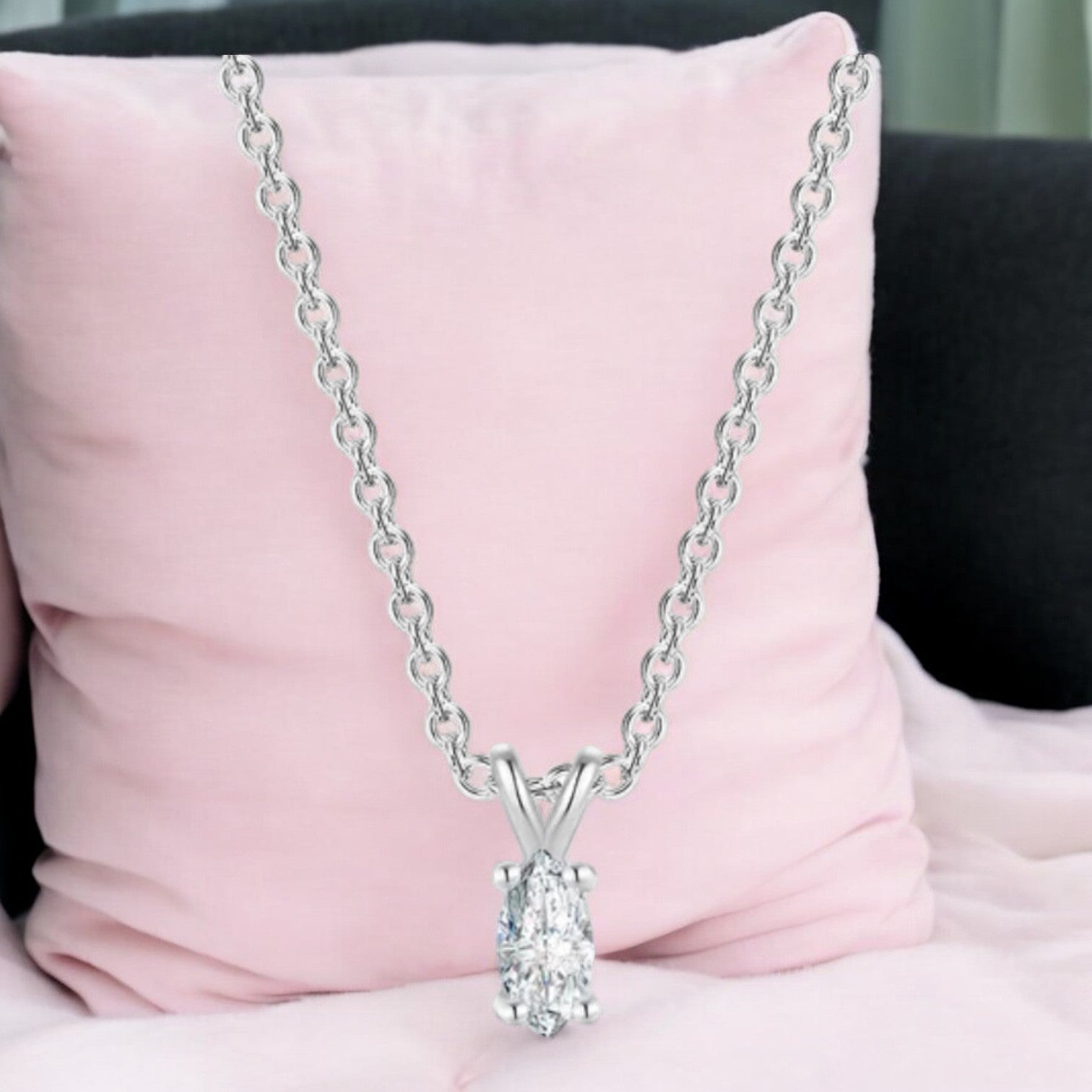Solitaire Pendant with Silver Plated Chain for Women | Diamond like Brilliance Sparkling Zirconia for that Stunning Shine | Lovely Gift (Silver)