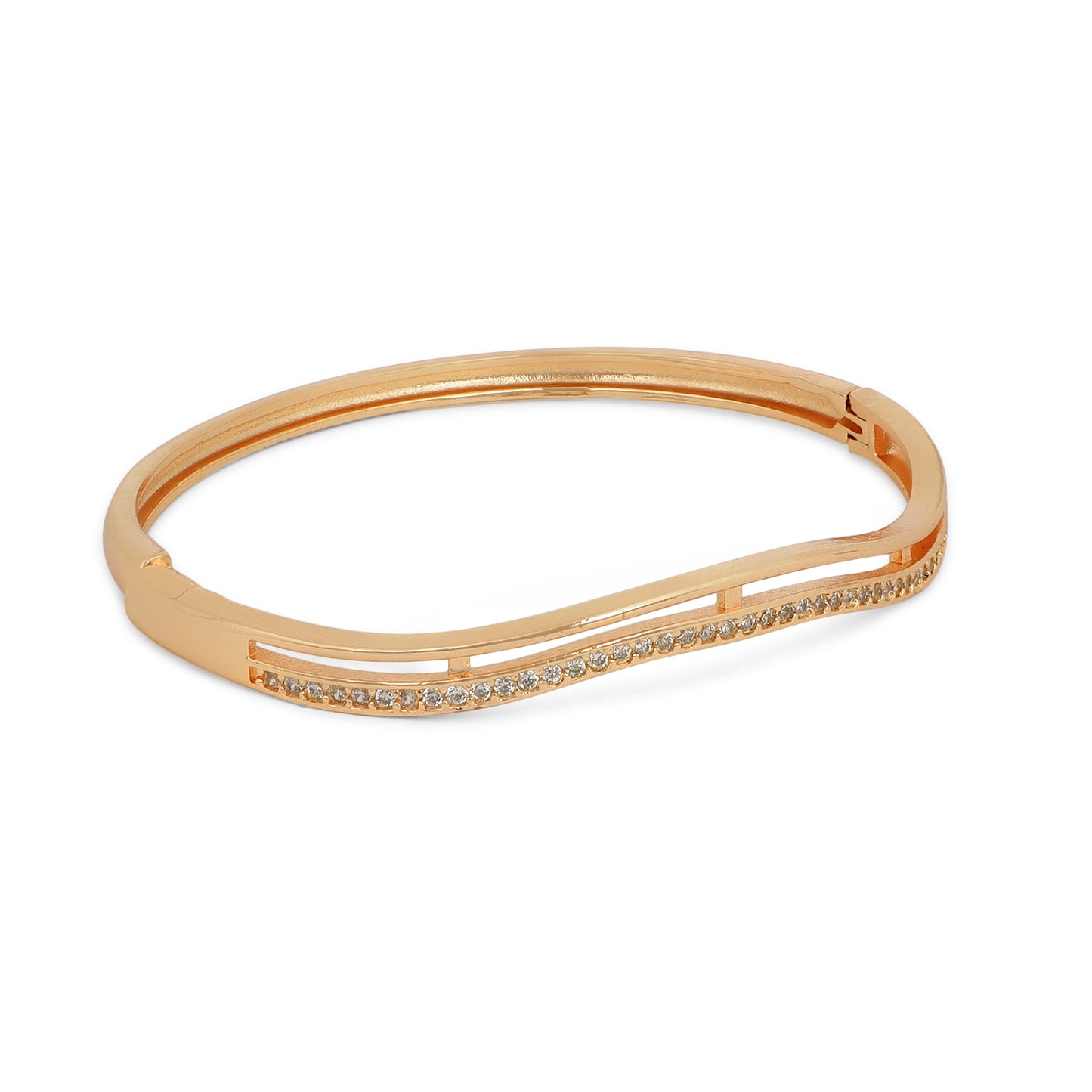 Nilus Collection Rose Gold Plated Kada with Sparkling AD Stones Foe Women And Girls | Anti -Tranish | Anti-Allergy |Office Wear |