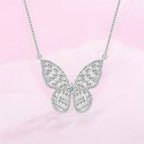 Silver Plated Zircon Butterfly Pendant with Chain for Women and Girls, Gift Jewelry for Her