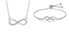 Nilu's Collection Silver Plated Infinity Pendant Necklace & Adjustable Bracelet Set with American Diamond for Women & Girls |Anti - Allergy | Anti -Tarnish | Office Wea