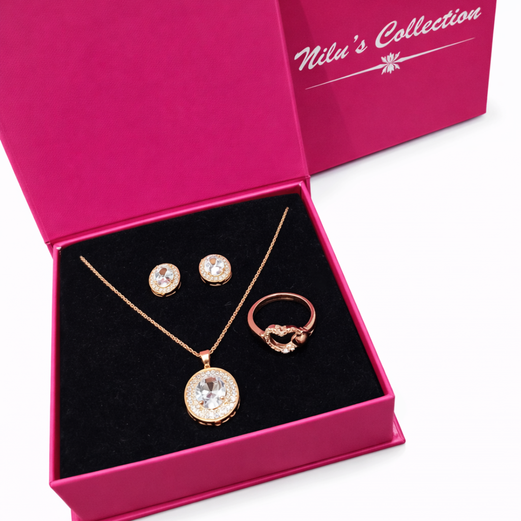 Gift Rose Gold PLated Necklace Set For Women And Girls