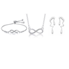 Nilu's Collection Silver Infinity Jewellery Set Necklace, Bracelet & Earrings for Women & Girls