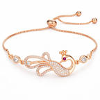 Rose Gold Plated American Diamond Adjustable Bracelet, Stylish Fashion Jewellery Gift for Girls & Women