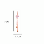 Rose Gold Long Earrings, American Diamond Studded Lightweight Drop Earrings for Women and Girls (Floral)