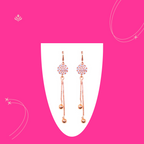 Rose Gold Long Earrings, American Diamond Studded Lightweight Drop Earrings for Women and Girls (Floral)