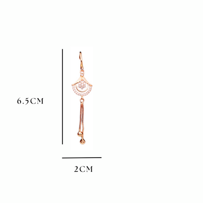 Rose Gold Long Earrings, American Diamond Studded Lightweight Drop Earrings for Women and Girls (rose)