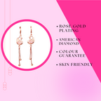 Rose Gold Plated Long Earrings, American Diamond Studded Lightweight Danglers Drop Earrings for Women and Girls (Swan)