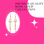 Rose Gold Plated Long Earrings, American Diamond Studded Lightweight Danglers Drop Earrings for Women and Girls (Swan)