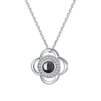 Sparkling Petal Silver Plated Zircon Flower Pendant with Chain for Girls