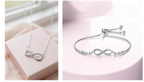 Nilu's Collection Silver Plated Infinity Pendant Necklace & Adjustable Bracelet Set with American Diamond for Women & Girls |Anti - Allergy | Anti -Tarnish | Office Wea