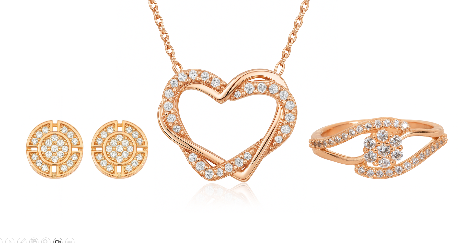 Nilu's Collection Rose Gold Jewellery Set  Elegant Necklace, Earrings & Ring for Women & Girls