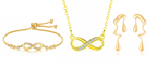 Gold Plated Infinity Jewelry Set as Bracelet, Necklace & Earrings with American Diamond For Women And Girls