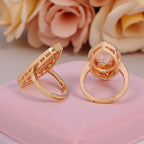 Nilu's Collection Rose Gold-Plated Finger Rings with Sparkling American Diamond Cluster Design For Women &Girls