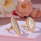 Nilu's Collection Rose Gold-Plated Finger Rings with Sparkling American Diamond Cluster Design For Women &Girls