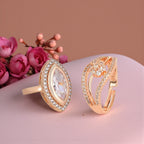 Nilu's Collection Rose Gold Adjustable Finger Ring With American Diamond for Women & Girls