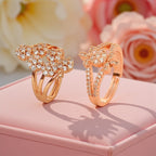 Nilu's Collection Rose Gold Plated Adjustable Finger Ring With American Diamond For Women & Girls