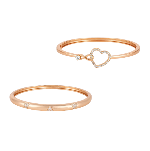 Nilu's Collection Rose Gold Plated AD Stone Sparkling Kada Bracelet Set for women & girls