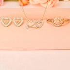Nilu's Collection Rose Gold Platedc Heart Jewellery Set For Women And Girls | Pendant | Earrings | Ring