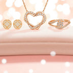 Nilu's Collection Rose Gold Jewellery Set  Elegant Necklace, Earrings & Ring for Women & Girls