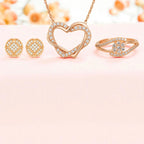 Nilu's Collection Rose Gold Jewellery Set  Elegant Necklace, Earrings & Ring for Women & Girls