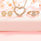 Nilu's Collection Rose Gold Jewellery Set  Elegant Necklace, Earrings & Ring for Women & Girls