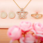 Nilus Collection Rose Gold Jewellery Set Elegant Necklace, Stud Earrings & Ring for Women And Girls