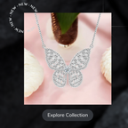 Silver Plated Zircon Butterfly Pendant with Chain for Women and Girls, Gift Jewelry for Her