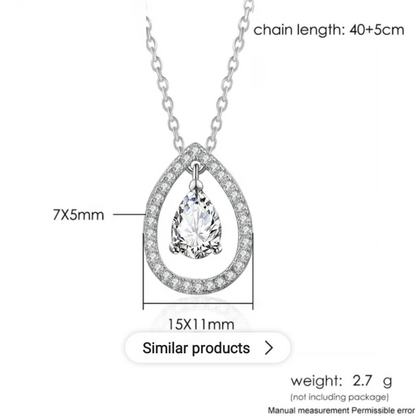 Silver Plated White Cubic Zirconia Studded Pendant for Women with Link Chain, Jewellery Gifts for Women & Girls (Silver)