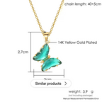 Elegant Gold Plated Butterfly Necklace for Women and Girls, Trendy Butterfly Jewelry (Green)