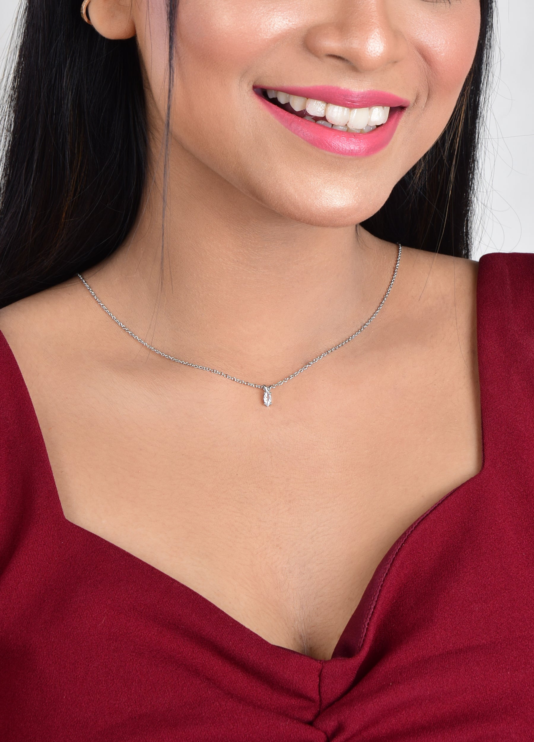Solitaire Pendant with Silver Plated Chain for Women | Diamond like Brilliance Sparkling Zirconia for that Stunning Shine | Lovely Gift (Silver)