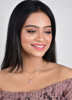 Rose Gold Plated Solitaire Pendant Chain for Women & Girls, Cubic Zircon Pendant Locket (Rose Gold)