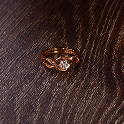 Rose Gold Plated | American Diamond Studded | Adjustable | Finger Ring for Women and Girls, Style 3