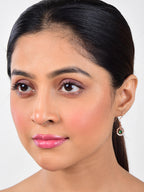 Nilu's Collection Cubic Zirconia Contemporary Crystal Drop Earrings, Danglers for Women & Girls (Rose Gold)